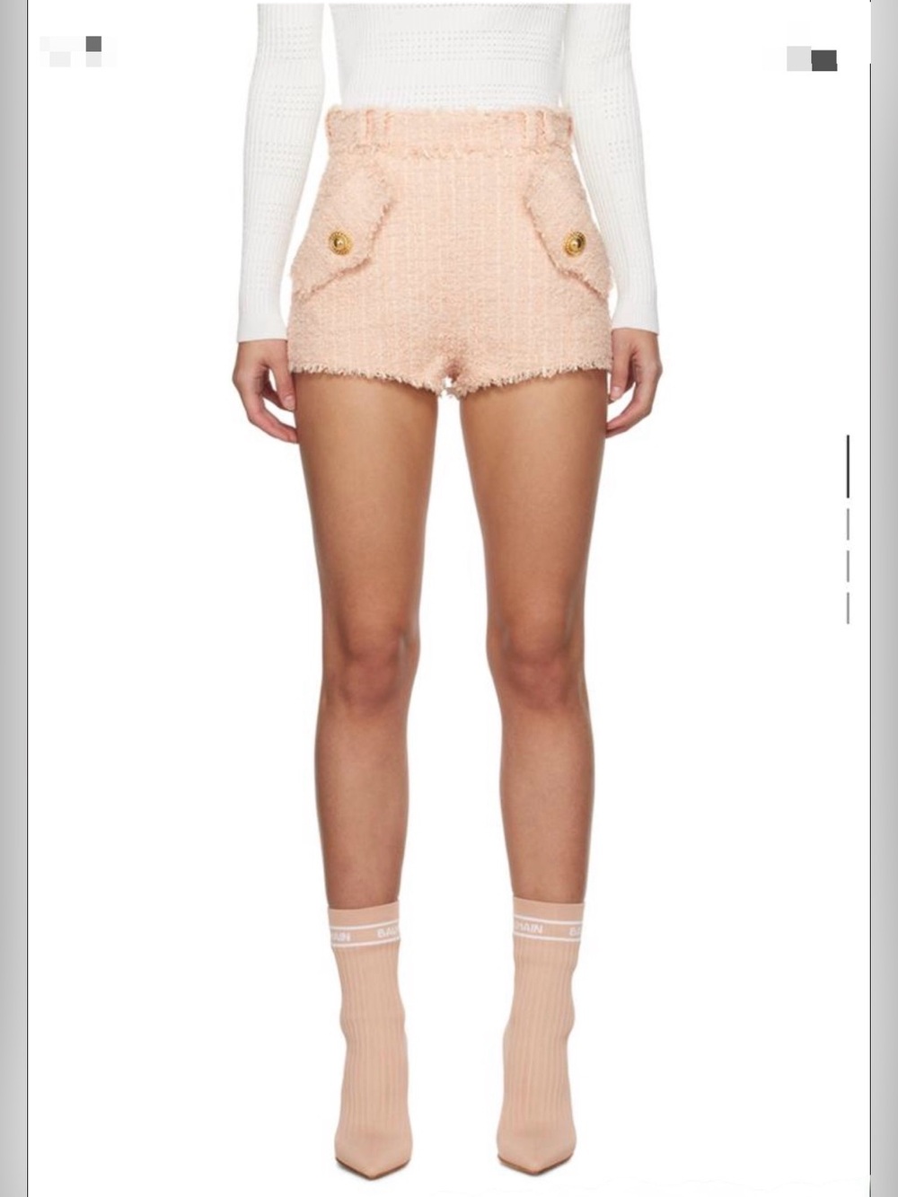 Balmain Paris Pink Tweed Shorts | Size 36 | Gold Button Detail
